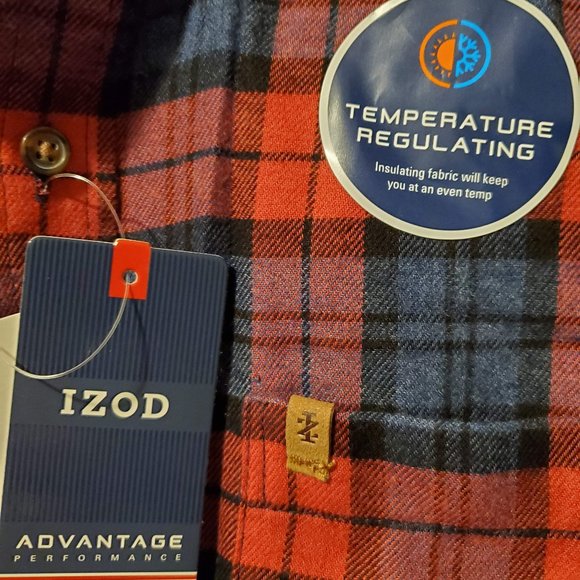 IZOD Advantage Performance Mens Long Sleeve Moisture Wicking Plaid Button-Down S - Picture 5 of 5